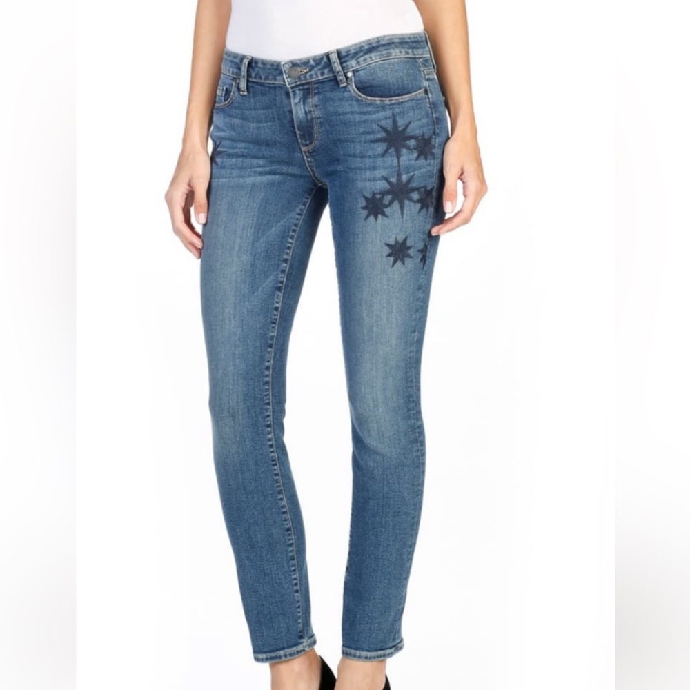 PAIGE Skyline Ankle Mid Rise Embroidered Jeans Size 31